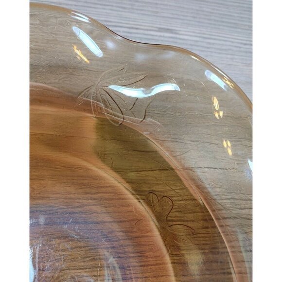 Crystal Clean Marigold Floral Carnival Glass Ruffled Fruits Salad Serving Bowls - Picture 9 of 12